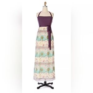 Maeve Purple and Cream Maxi Dress with Green Accents PTP 17 Size 2 EUC